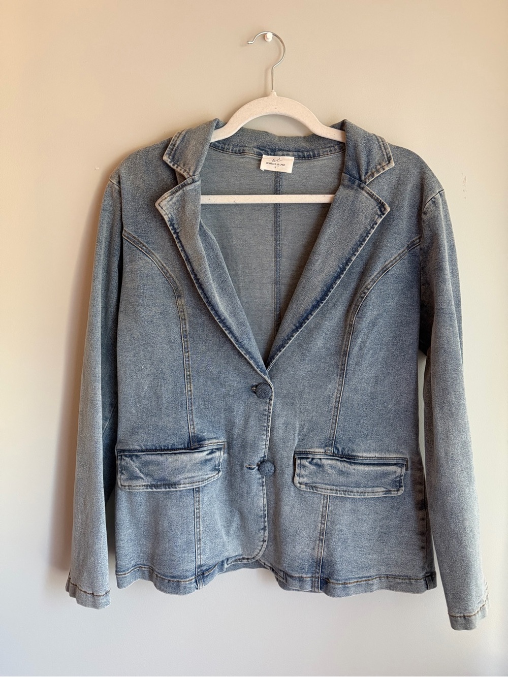 Light Wash Denim Blazer Jacket